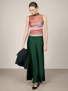 BizChic 2026春夏新款波浪边半身裙，优雅都市通勤日常百搭浪漫90年代复古风，适合圣诞节、新年、情人节、派对、海滩、毕业典礼、时尚、节日、假日、婚礼宾客、早午餐、机场等多种场合。 - 墨綠色 - 查看 9