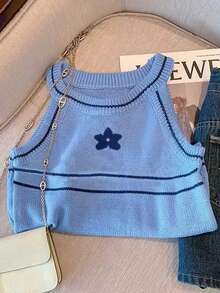 Resyla Women's Casual Floral Pattern Halter Neck Knit Top, Summer - Multicolor - View 3