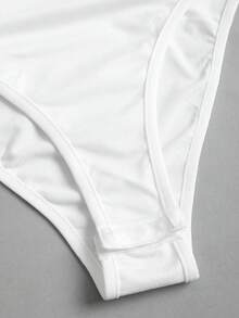 Sweetra French Elegant Lady Design Sense Shirt V-Neck Petal Sleeve Knit Splicing Slim Fit Elegant Sexy Slim Urban Style Women Bodysuit, Summer Short Sleeve - White - View 7