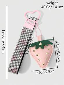 ROMWE Kawaii 3款Y2K复古朋克风个性化甜美酷炫宝贝彩色高端质感黑/红/粉双面皮革金色铆钉草莓渐变星星闪亮全钻尼龙腕带DIY素圈钥匙扣包包挂件配饰，适合姐妹、女友、朋友、女孩和女性日常佩戴，节日礼物 - 多色-2 - 查看 18