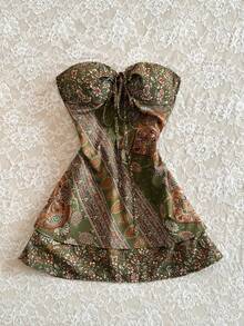 Elamini Vintage Sexy Strapless Mini Vacation Dress - Multicolor - View 1