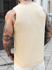 Manfinity CasualCool Áo tank top nam màu đen dệt kim gân, dáng ôm, chất liệu mềm mại và thoải mái, đa năng, dễ phối đồ hàng ngày, phù hợp cho các hoạt động ở nhà hoặc ngoài trời. - Màu be - Xem 2