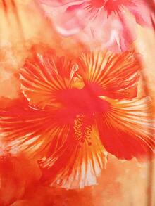 SHEIN 少女休闲度假黑色热带花卉印花开衩裙 - 彩色 - 查看 5