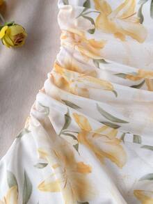 SHEIN Gaun Motif Bunga Kuning untuk Remaja Perempuan Musim Semi & Musim Panas/Hari Valentine/Liburan/Liburan - Kuning - View 7