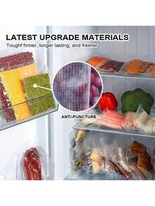 100/500个透明压纹食品真空密封袋，采用PE尼龙材质，适用于家庭和商业用途。是保存肉类、海鲜、谷物、坚果、水果、干果、药品和其他食品的理想选择。密封保鲜，是家庭厨房食品储存的完美之选。 - Clear - 查看 4