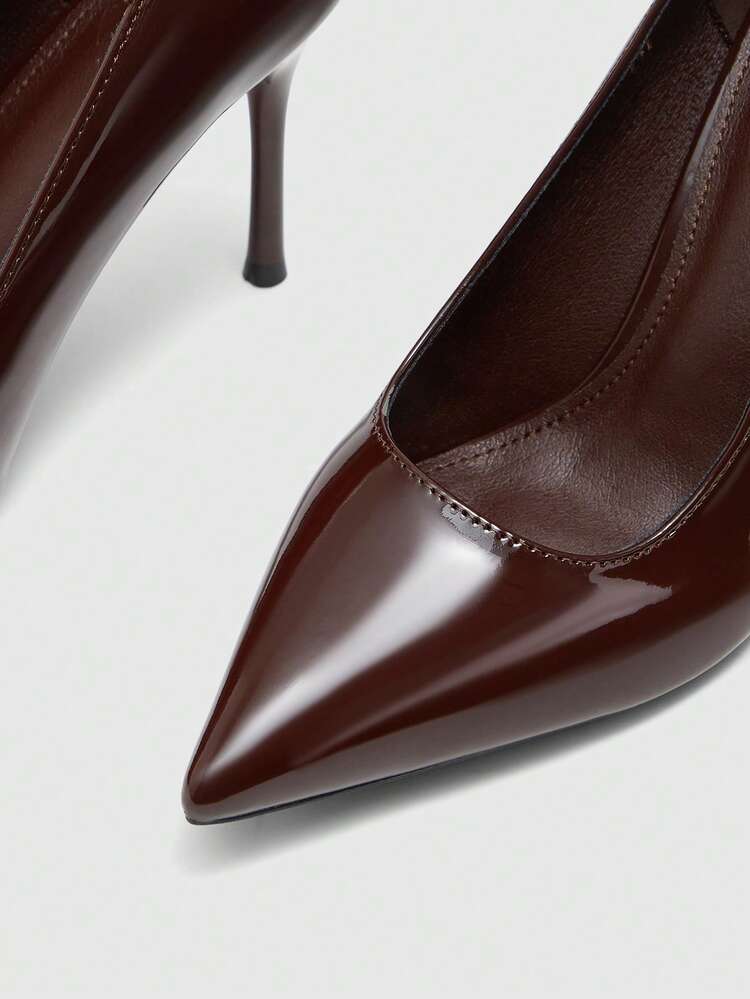 CUCCOO BIZCHIC Women Shoes New Coffee Pointed Stiletto Simple Commuter Daily Take To Work Shopping Women's High Heel Shoes Women's Shoes