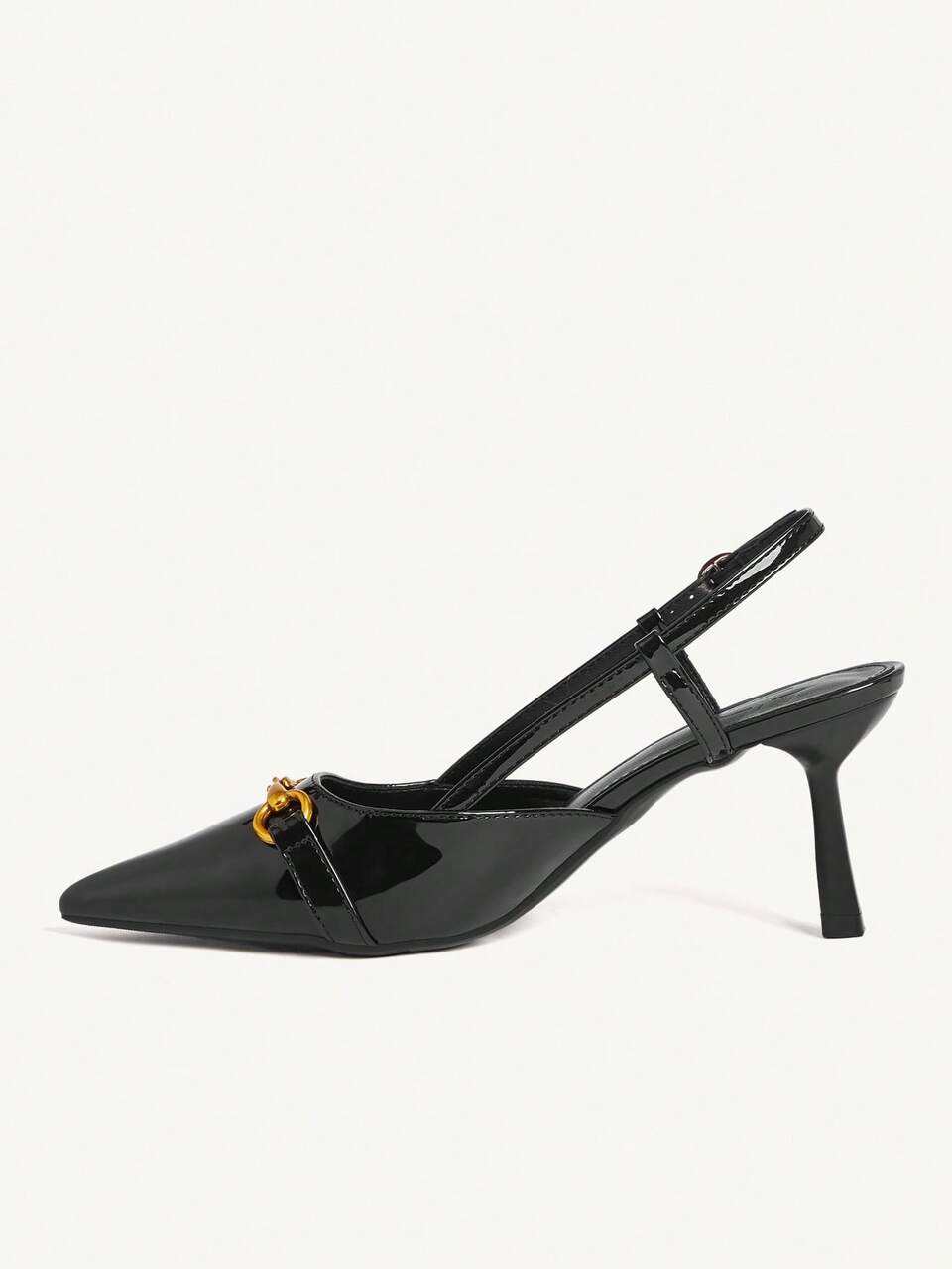 CUCCOO CHICEST Women Shoes Spring And Summer Metal Horse Buckle Pointed Toe Heel 7.2cm Commuter Style Patent Leather Multi-Color Optional Women's High Heel Sandals Daily Dating Women's High Heel Shoes Summer Shoes