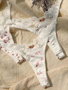 3packs Ditsy Floral Lace Trim G-String Sexy Lingerie - Multicolor - View 7