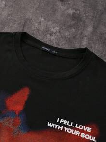 ROMWE MEN Street Life Áo thun nam tay ngắn in hình người theo phong cách đường phố cổ điển, in ảnh nhiệt, thích hợp cho mùa hè. - màu đen - Xem 3