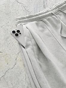 EVRINFINITE Pantalones de chándal de unicolor con lazo delantero para hombres, uso casual diario - Gris Claro - Ver 4