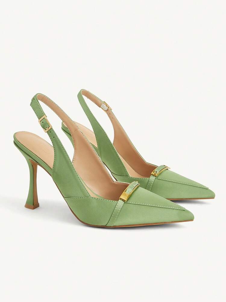 CUCCOO CHICEST Women's Shoes Fashionable Green Elegant Metal Decorative High Heels