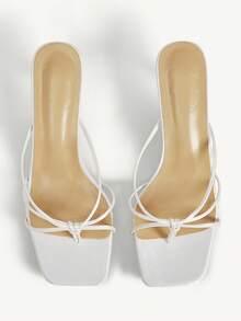 CUCCOO CHICEST White Satin Padded Feet, High Heels, Square Head, Thin Straps, And Sandals. - White - View 2