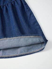 GlowEve Women's Single-Breasted Ruffle Hem Casual Denim Skirt - Blue - View 6