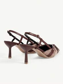 CUCCOO CHICEST Women Shoes 2026 Vintage Printed Metal Buckle Tipped Heel 7.2cm Sexy Wind Brown Closed Toe Women's High Heel Sandals Commuting Elegant Dating Women's High Heel Shoes - Brown - View 4