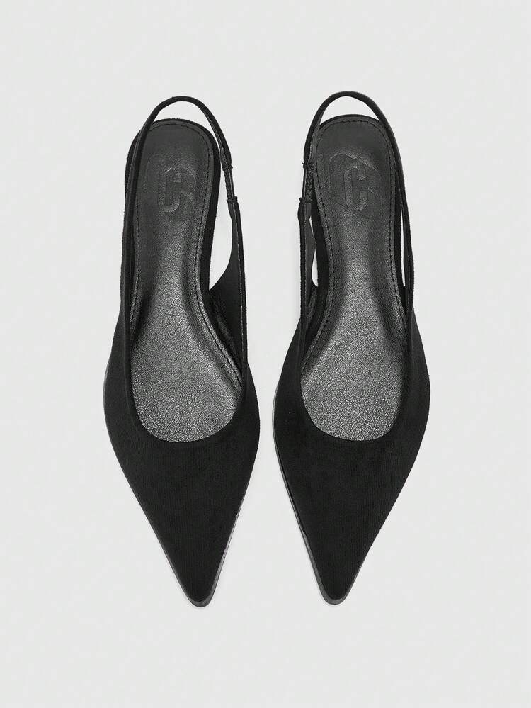 CUCCOO BIZCHIC Women Shoes Pointed Flat Bottom Black Rear Strap Slingback Women's Flat Sole Shoes Daily Simple And Versatile Commute Comfortable Work Shopping Women's Shoes