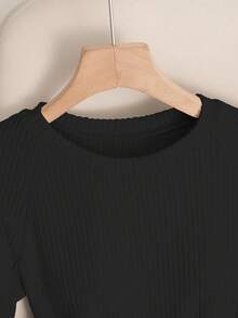 Franclia 优雅女士连体衣，休闲连身裤，圆领连体衣，日常连体衣，短袖连体衣 - 黑色 - 查看 4