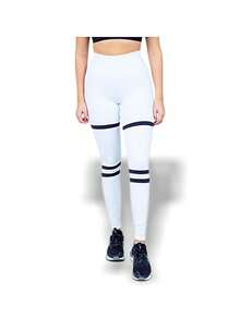 Alo Yoga Leggings HIGH WAIST LEGIT Sweat Absorption Breathable Lightweight Solid Good Elasticity Easy To Wash Yoga Sports Women White Black W5824R - WHITE/BLACK - 白色/黑色 - 查看 1