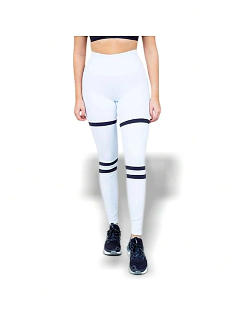 Alo Yoga Leggings HIGH WAIST LEGIT Sweat Absorption Breathable Lightweight Solid Good Elasticity Easy To Wash Yoga Sports Women White Black W5824R - WHITE/BLACK - 白色/黑色 - 查看 1