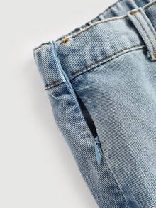 SHEIN 两件套少女时尚休闲Y2K复古酷炫街头风蓝色牛仔无袖短外套和宽松舒适牛仔百褶长裙套装，适合儿童日常穿着，也适合春夏派对、节日和街头服饰。 - 藍色 - 查看 5