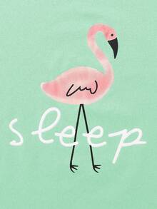 Tween-Mädchen Pyjama-Set mit Flamingo-Muster, 2-teilig, Marineblau - Verschiedenfarbig - Übersicht 6