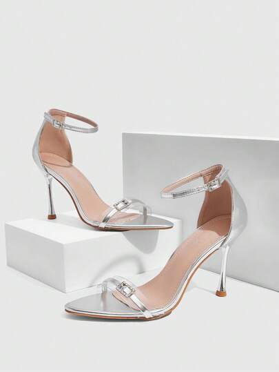 CUCCOO SZL Women Shoes Pointed Stiletto Strap Sexy Fashion Gorgeous Back Ankle Strap With Skirt Banquet Party Nightclub Women High Heel Open-Toed Sandals Prom Heels Summer Shoes