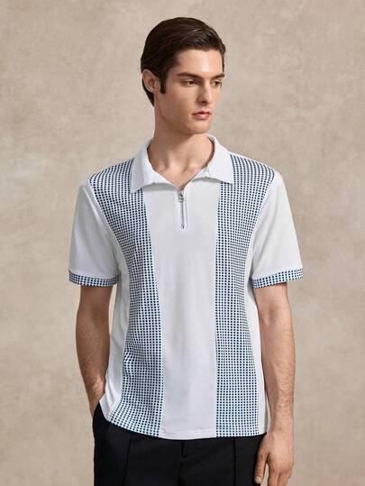 Courvante Men Argyle Print Polo Shirt