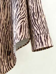 Franclia 女士休闲宽松长袖衬衫，豹纹图案，简约百搭，适合秋冬日常穿着 - 彩色 - 查看 4