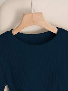 Franclia 优雅女士连体衣，休闲连身裤，圆领连体衣，日常短袖连体衣 - 藏蓝色 - 查看 7