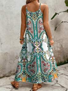 EMERY ROSE Đầm hai dây in họa tiết toàn thân dành cho nữ cỡ lớn, thích hợp mặc đi nghỉ mát hoặc hàng ngày, phù hợp cho mùa hè. - Nhiều màu - Xem 2