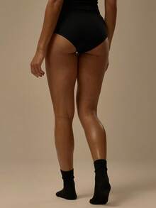 MUSERA ESSENTIALS 纽扣前开襟修身弹力腰纯棉迷你短裤套装（仅下装） 冬季舒适居家可爱日常休闲必备 情人节 春夏 度假假日 - 黑色 - 查看 5