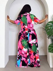 Veslaya Bộ jumpsuit maxi ống rộng tay ngắn cổ bẻ cao cấp, họa tiết ombre sang trọng dành cho nữ mùa Xuân/Hè 2026, thích hợp cho các dịp lễ hội âm nhạc, Lễ Phục Sinh, Tiệc Sinh Nhật, Lễ Tốt Nghiệp, Phong Cách Đại Học, Sinh Viên, Thường Ngày, Đa Năng, Kỳ Nghỉ, Du Lịch Trên Tàu, Bãi Biển, Tắm Nắng, Thời Trang Xu Hướng, Thời Trang Đường Phố, Khách Dự Đám Cưới Phong Cách Boho, Đi Làm, Ăn Trưa, Sân Bay, Tiệc Tụng, Đi Chơi Ngày Lễ, Dạ Hội Thanh Lịch, Vũ Hội, Thường Ngày, Bộ jumpsuit maxi ống rộng tay ngắn cổ bẻ in họa tiết ombre cao cấp, thanh lịch. - Nhiều màu - Xem 3