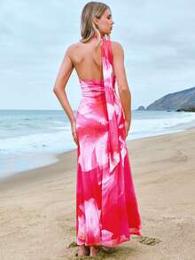 Amorya Elegant Women's Pink Floral Summer Maxi Dress,Wedding Ninang Special Occasion Spaghetti Strap Vacation Beach Date Fashion Ladies Zanea Yisikado Dress - Multicolor - View 2