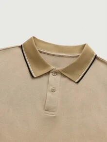 Courvante Nam Thon gọn Đan Ngắn tay Áo polo - Cà phê nâu - Xem 3