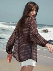 Aveloria Modichic New Stylish Design Casual Retro Printed Long Sleeve Stand Collar Tie Shirt - Multicolor - View 2