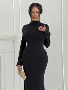 Shopreo Elegant Women Long Sleeve Dress, Suitable For Casual Dates, Outings, Nightclubs, Parties And Gatherings, Autumn,Backless Dress Party - Black - View 3