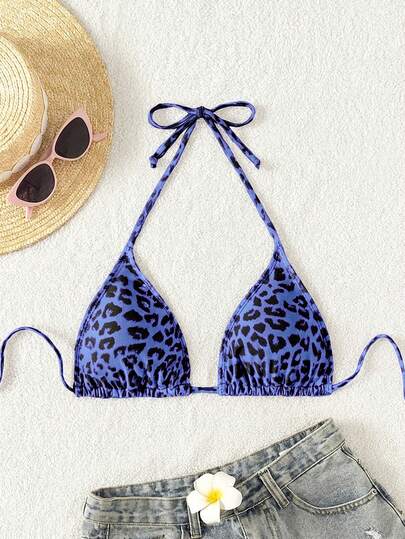 Swim Vcay Women's Leopard Print Swimsuit Top For Beach Vacation