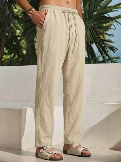  Men's Woven Casual Daily Young Business Solid Color Pants,HIMLAND Men's Olive Green Beach Trousers Summer Lightweight Drawstring Yoga Pants Loose Fit Crinkle Fabric Vacation Pants Casual Elastic Waist Straight Leg Bottoms Hippie Boho Style Festival Pants Men Breathable Resort Wear For Hot Weather Relaxed Fit Khaki Green Lounge Pants Men's Beach Pants Loose Fit Elastic Waist Drawstring Yoga Trousers Summer Lightweight Crinkle Texture Bottoms Perfect For Hot Summer Days