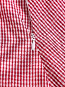 Sweetra Chân váy chữ A mùa hè nữ kiểu dáng thường ngày, họa tiết kẻ caro phối nhiều mảnh, có dây rút. - Đỏ - Xem 5