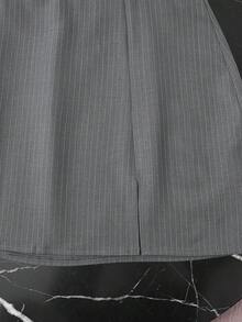 Franclia 女士休闲通勤百搭低腰开衩半身裙，灰色，适合春、夏、秋季穿着 - 灰色 - 查看 5