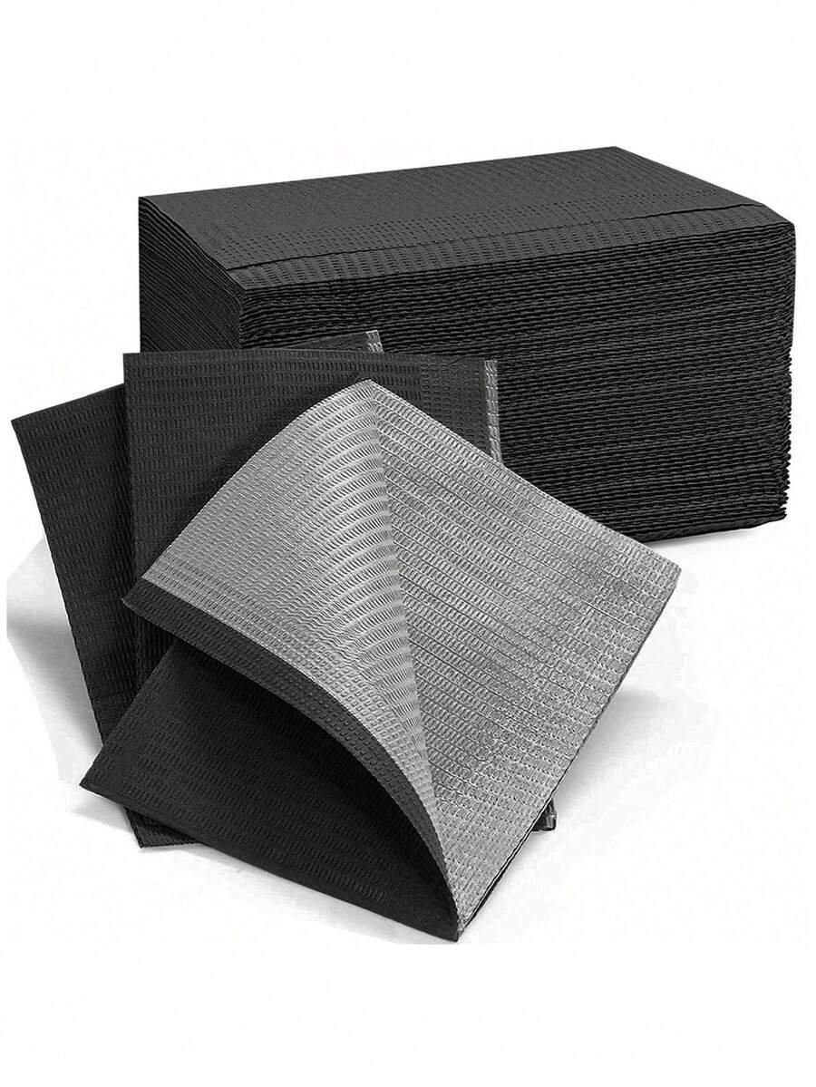 TOEDO 50 chiếc khăn trải bàn dùng một lần cho làm móng 13"X18" - Khăn trải bàn nha khoa chống thấm nước 3 lớp dành cho bệnh nhân - Khăn phủ khay nha khoa hoặc y tế và khăn trải bàn làm móng - màu đen - Xem 1