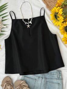 Travachic Áo hai dây nữ kiểu dáng thường ngày in họa tiết nhiệt đới, thích hợp cho kỳ nghỉ. - màu đen - Xem 2