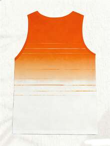 VIVINTIMO Áo tank top nam cổ tròn không tay phối màu ombre, kiểu dáng thường ngày, thích hợp cho mùa hè và các dịp lễ. - trái cam - Xem 3