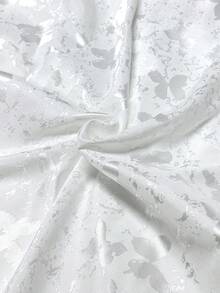SHEIN PariChic 2026夏季新款女款白色蝴蝶提花細肩帶洋裝 優雅V領緞面長洋裝露背約會派對沙灘仙女風洋裝 - 白色 - 查看 7