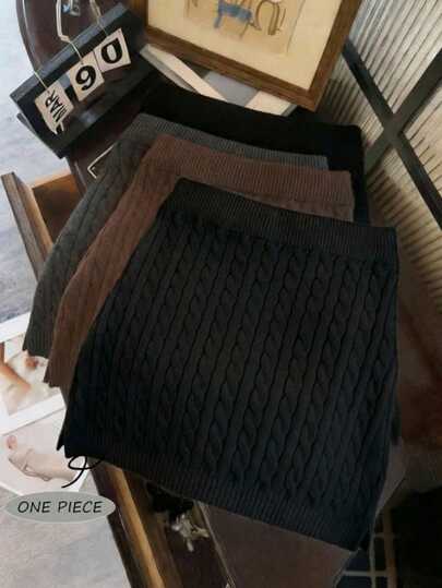 Franclia Early Spring New Casual Minimalist Versatile White Twisted Floral Pattern Side Slit Bodycon Knit Midi Skirt For Women