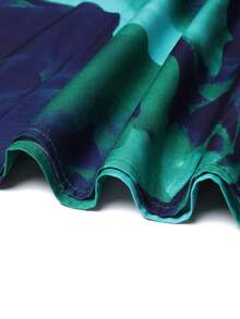 Lunelith SHEIN Lunessa 女士印花V领无袖优雅度假连衣裙 - 綠松石色 - 查看 6