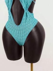 SaltGleam SaltGleam Bộ đồ liền thân hở lưng gợi cảm dành cho nữ, trang phục đi biển thời trang. - Màu xanh bạc hà - Xem 3