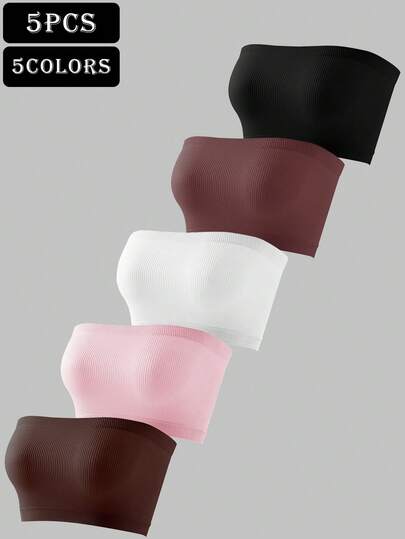 Moonlight&Mama Set de 5 sujetadores de tirantes minimalistas y sin costuras de unicolor, de alta calidad y rentables, para mujeres embarazadas