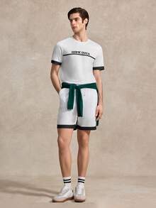 Courvante Bộ đồ nam phong cách đường phố "GAME OVER" gồm áo thun và quần short phối màu đen trắng. - Nhiều màu - Xem 10