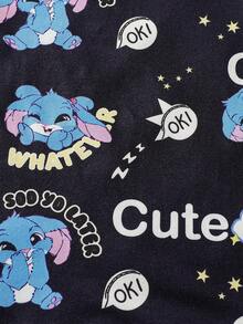 男童贴身睡衣套装，短袖上衣搭配短裤/长裤，印有可爱的兔子、字母、饼干、披萨图案，面料柔软舒适，是流行的睡衣和家居服。 - 彩色 - 查看 6