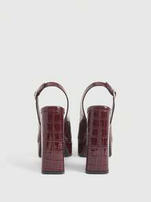 CUCCOO LuxiPop High-Heeled Thick-Soled Platform Fashionable And Simple Banquet Shoes - Burgundy - View 5